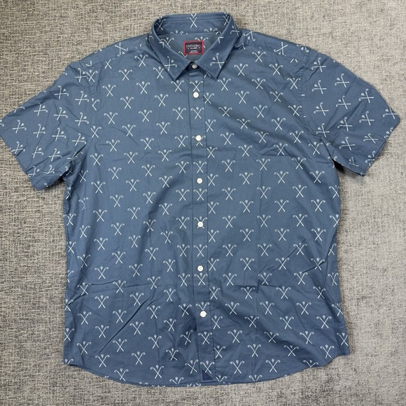 Untuckit Short Sleeve Button Shirt Men's XL Blue All Over Golf Print Summer - Picture 2 of 7